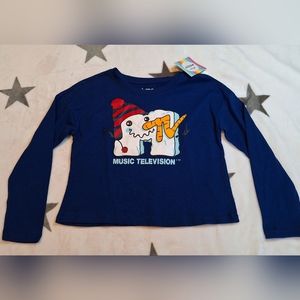NWT - MTV Snowman Long Sleeve Kids Shirt Cabana By Crown &‎ Ivy Winter Christmas